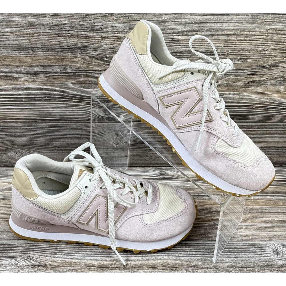 New Balance 574 Beige Pink Suede Sneakers WL574SP2 Womens Size 8.5
